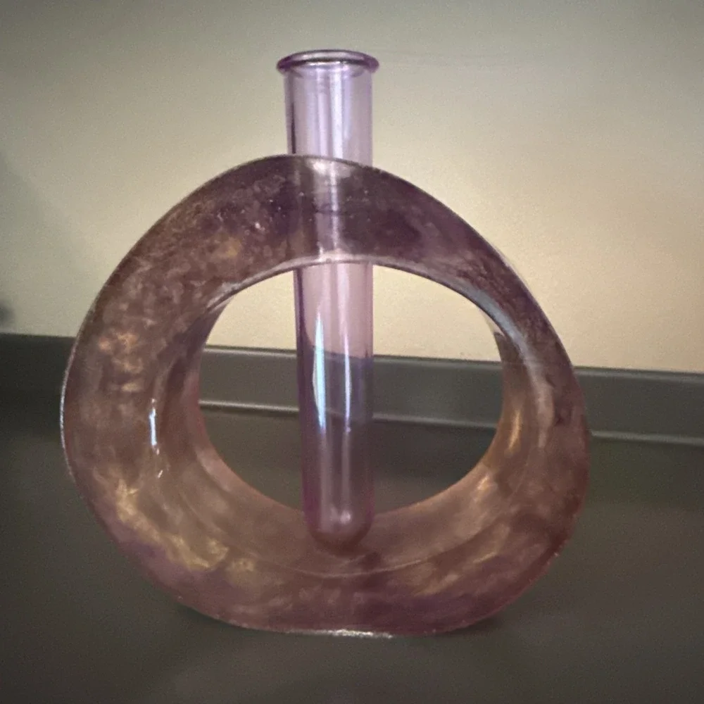 Vintage‎ Decorative Resin Propagation Station Vase Purple With Gold Swirl Design